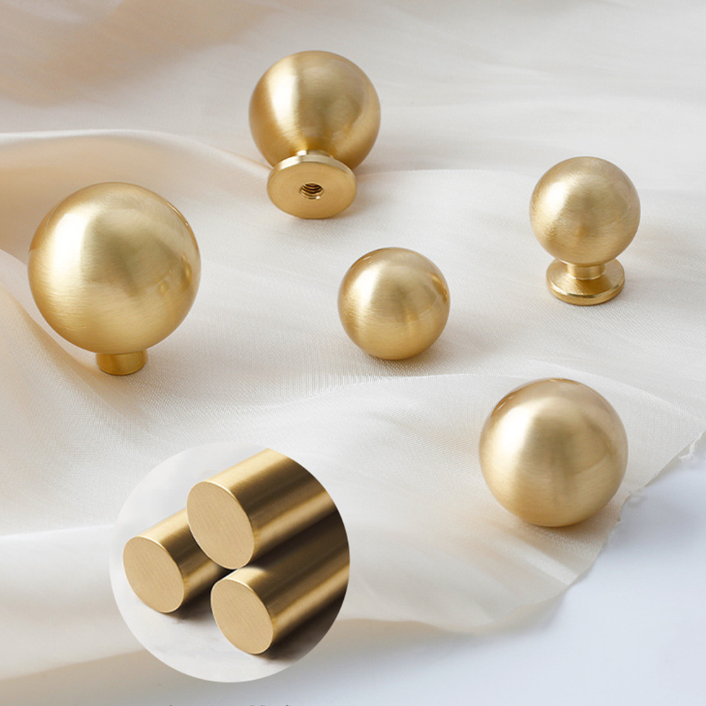 Modern Champagne Gold Brass Ball Cupboard Knobs