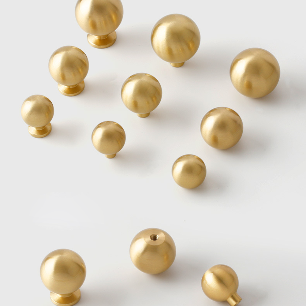 Modern Champagne Gold Brass Ball Cupboard Knobs