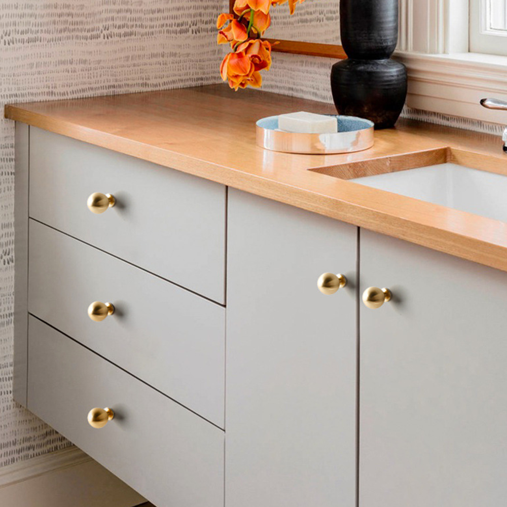 Modern Champagne Gold Brass Ball Cupboard Knobs
