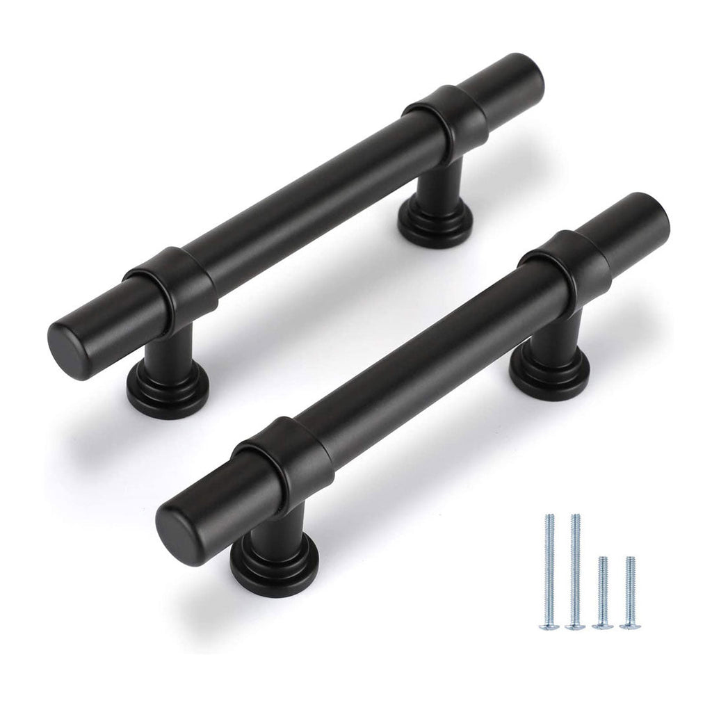 Modern Collared Black T-Bar Kitchen Cupboard Handles & Knobs