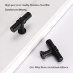Modern Collared Black T-Bar Kitchen Cupboard Handles & Knobs
