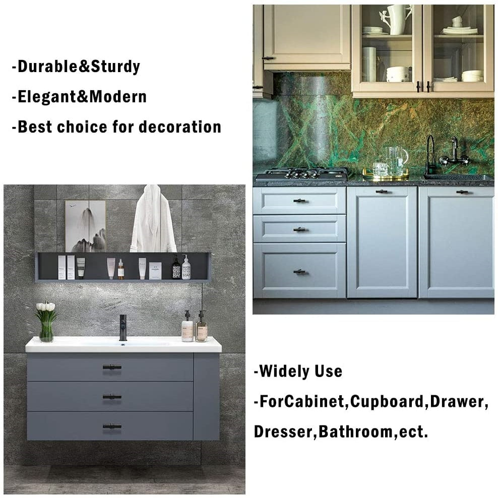 Modern Collared Black T-Bar Kitchen Cupboard Handles & Knobs