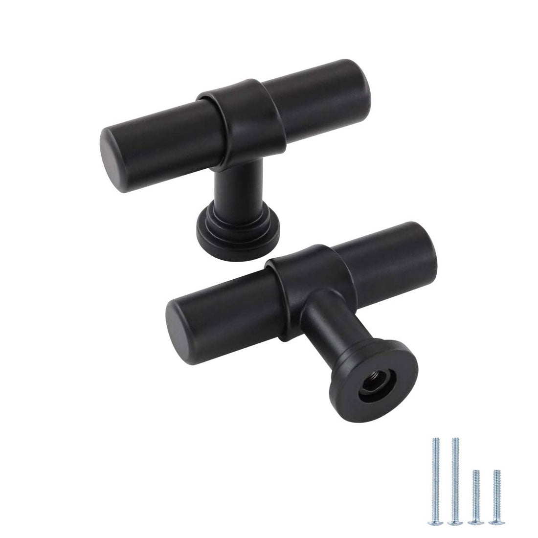 Modern Collared Black T-Bar Kitchen Cupboard Handles & Knobs
