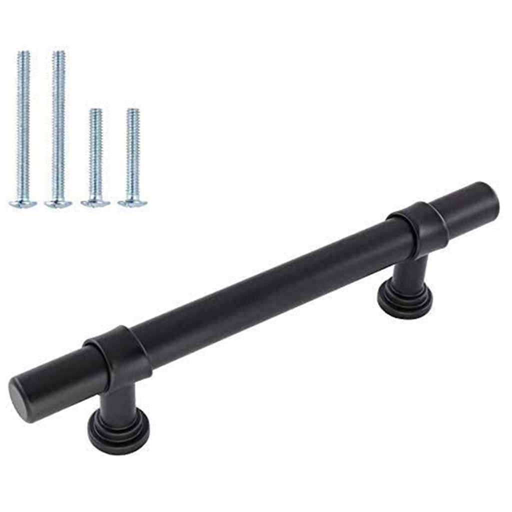 Modern Collared Black T-Bar Kitchen Cupboard Handles & Knobs