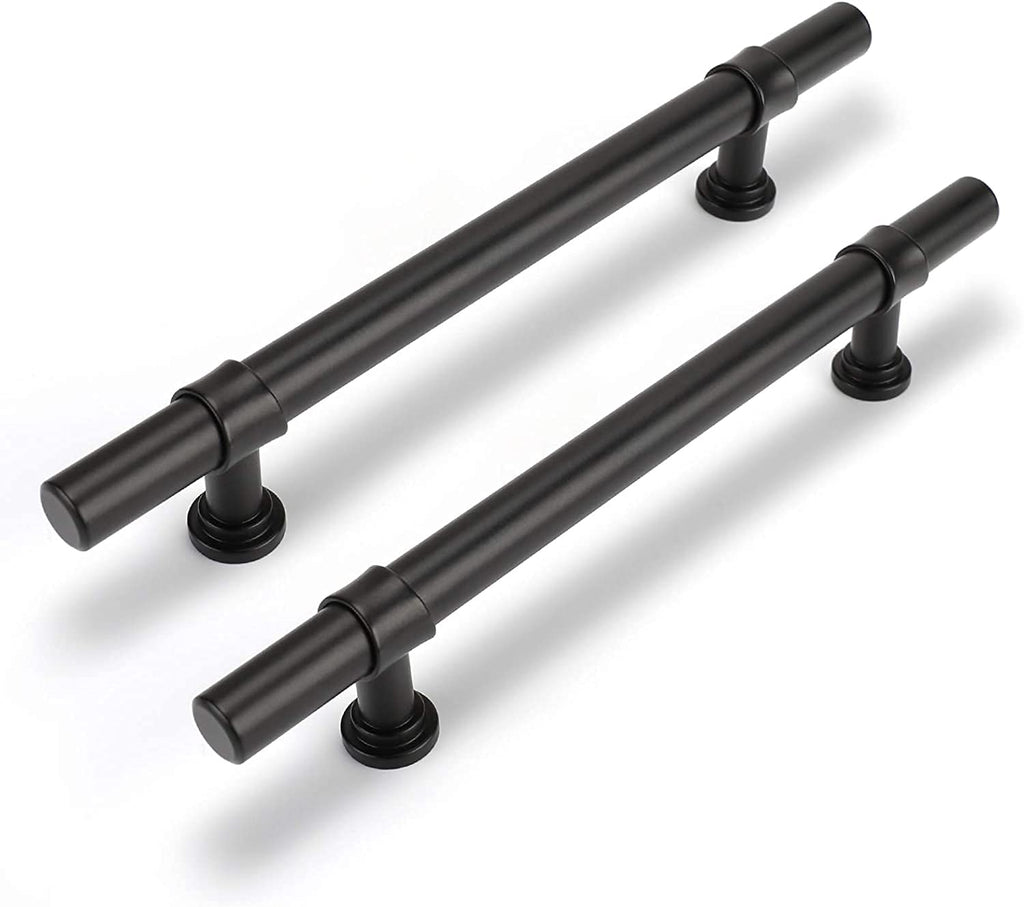 Modern Collared Black T-Bar Kitchen Cupboard Handles & Knobs