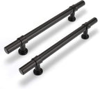 Modern Collared Black T-Bar Kitchen Cupboard Handles & Knobs