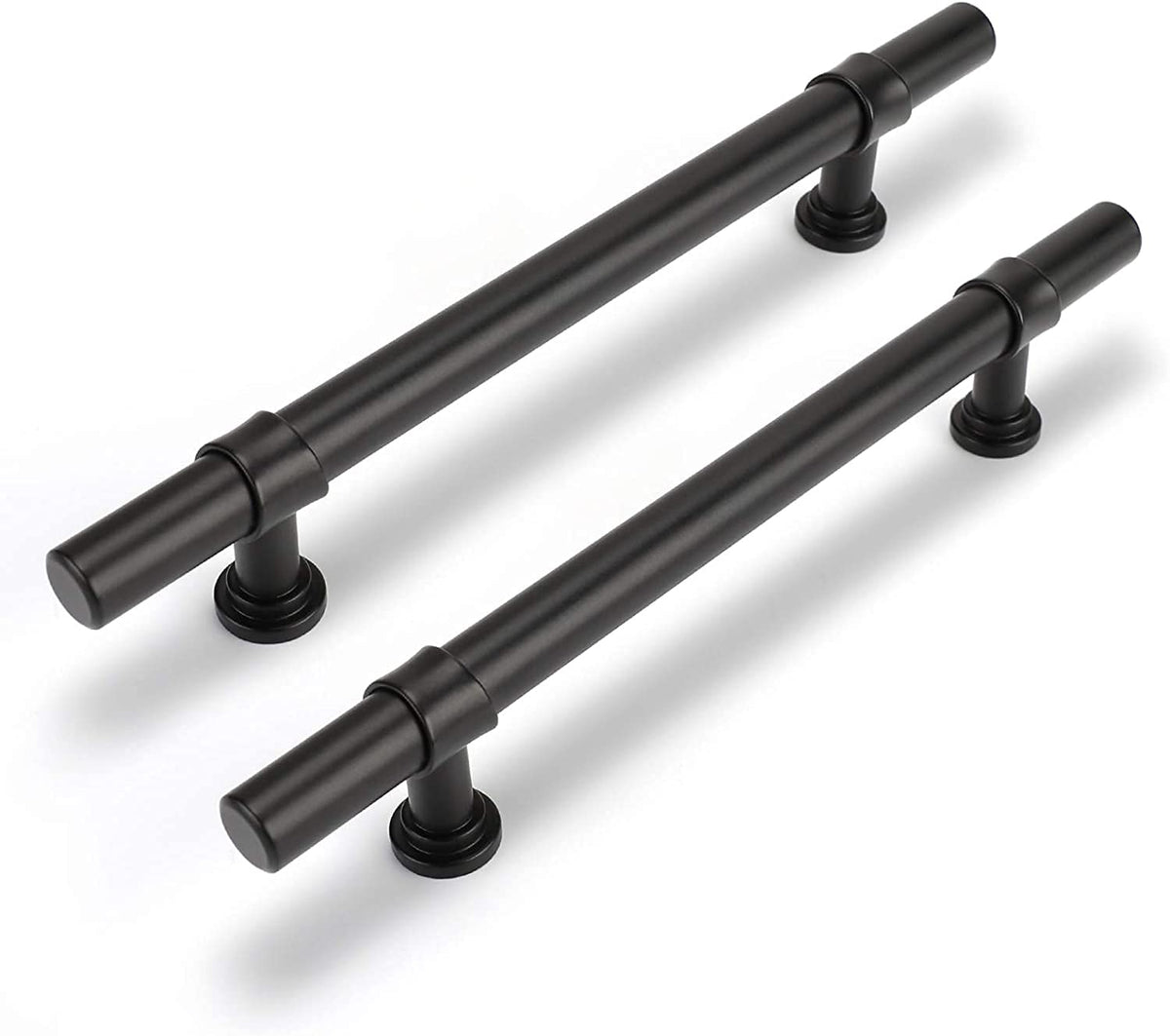 Modern Collared Black T-Bar Kitchen Cupboard Handles & Knobs