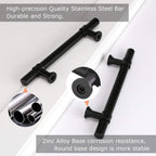Modern Collared Black T-Bar Kitchen Cupboard Handles & Knobs
