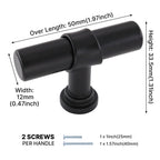 Modern Collared Black T-Bar Kitchen Cupboard Handles & Knobs