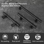 Modern Collared Black T-Bar Kitchen Cupboard Handles & Knobs