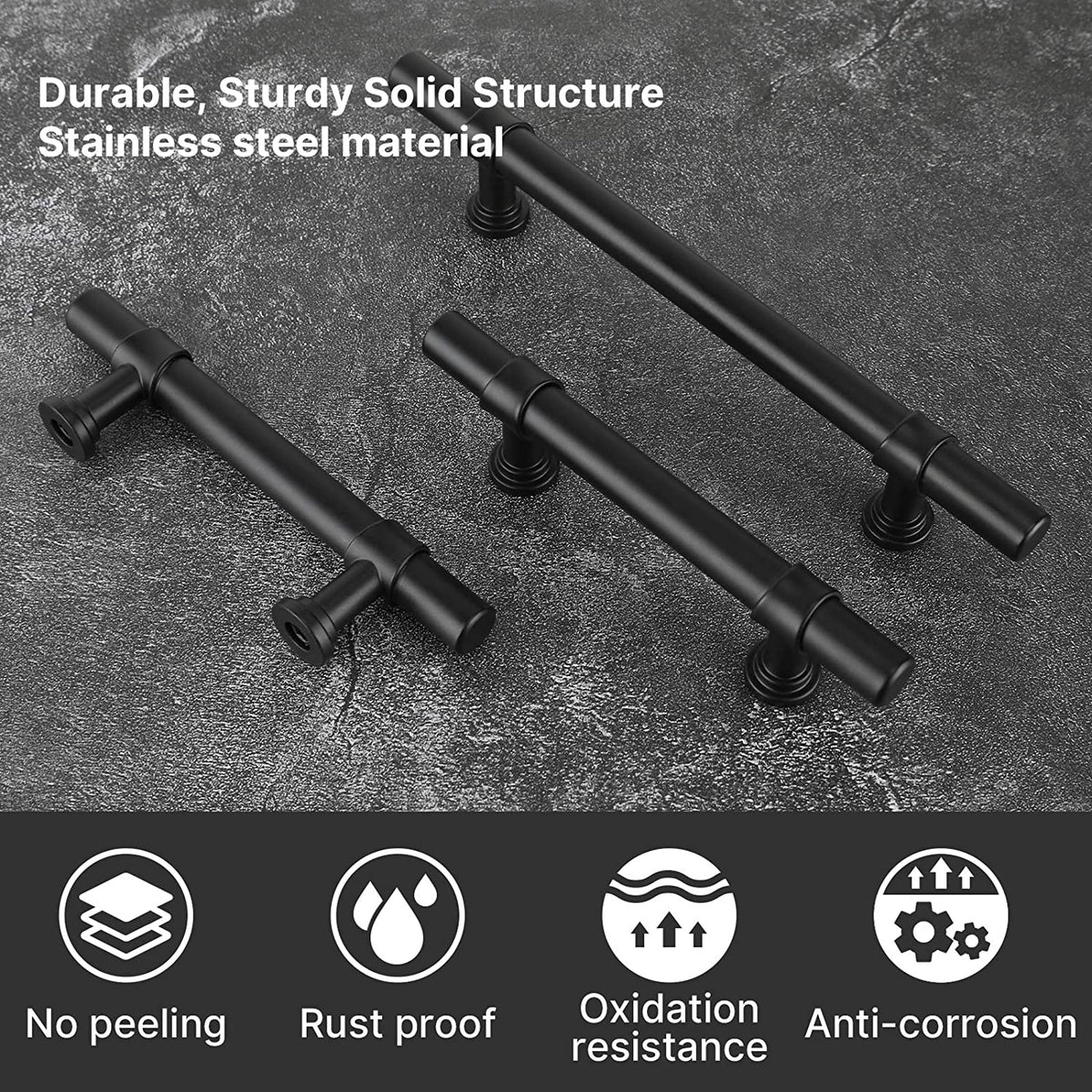 Modern Collared Black T-Bar Kitchen Cupboard Handles & Knobs