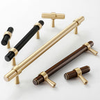 Modern Collared Brass T-Bar Kitchen Handles and Knobs