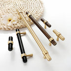 Modern Collared Brass T-Bar Kitchen Handles and Knobs