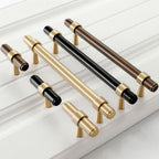 Modern Collared Brass T-Bar Kitchen Handles and Knobs