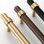 Modern Collared Brass T-Bar Kitchen Handles and Knobs