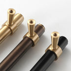 Modern Collared Brass T-Bar Kitchen Handles and Knobs