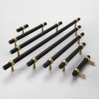 Modern Collared Brass T-Bar Kitchen Handles and Knobs