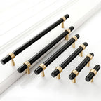 Modern Collared Brass T-Bar Kitchen Handles and Knobs
