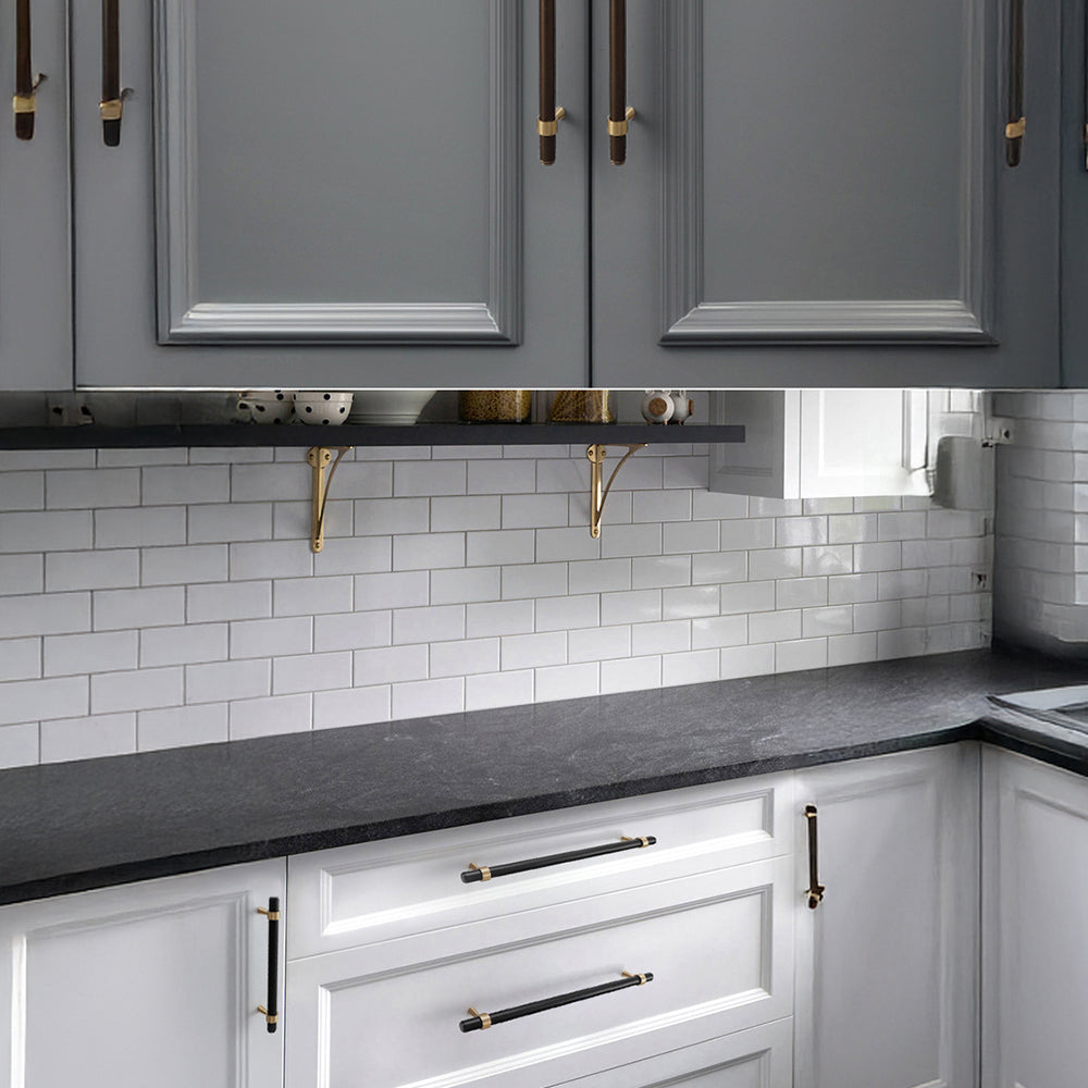 Modern Collared Brass T-Bar Kitchen Handles and Knobs