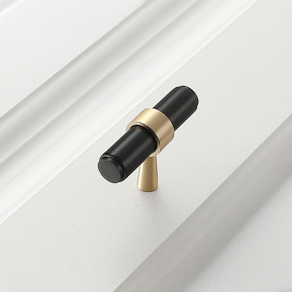 Modern Collared Brass T-Bar Kitchen Handles and Knobs