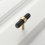 Modern Collared Brass T-Bar Kitchen Handles and Knobs