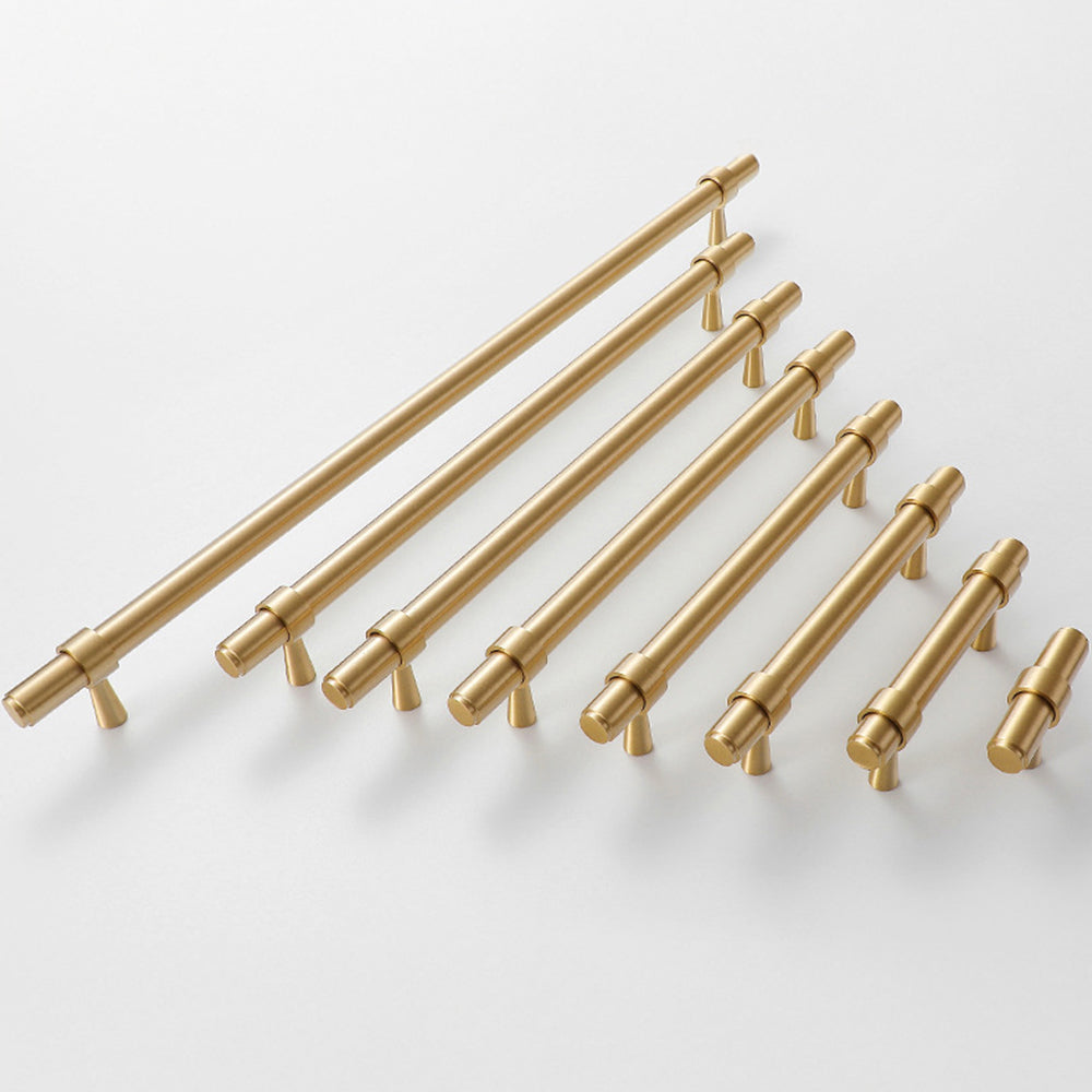 Modern Collared Brass T-Bar Kitchen Handles and Knobs