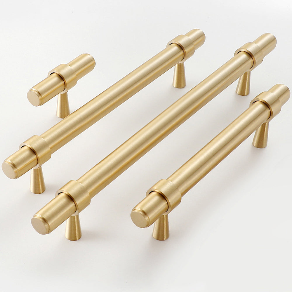 Modern Collared Brass T-Bar Kitchen Handles and Knobs