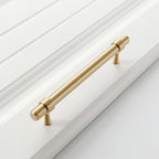 Modern Collared Brass T-Bar Kitchen Handles and Knobs