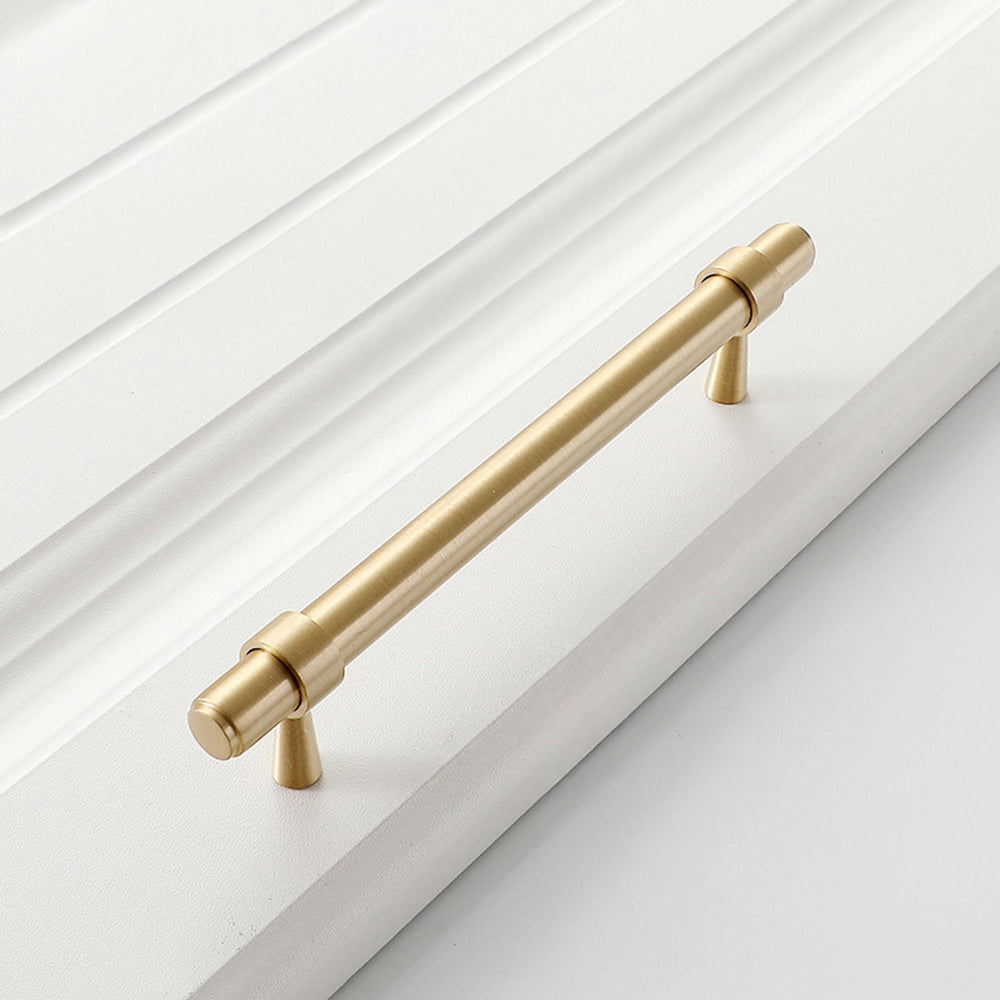 Modern Collared Brass T-Bar Kitchen Handles and Knobs
