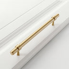 Modern Collared Brass T-Bar Kitchen Handles and Knobs
