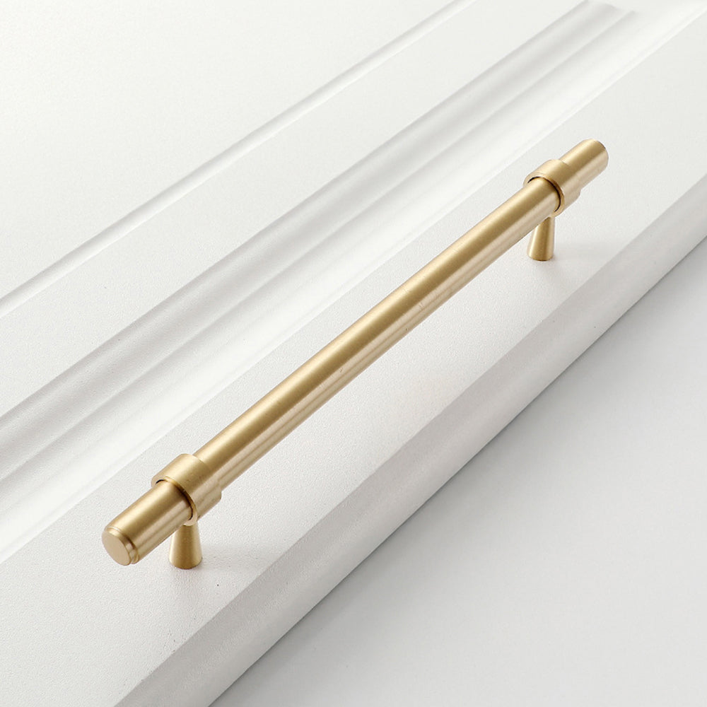 Modern Collared Brass T-Bar Kitchen Handles and Knobs