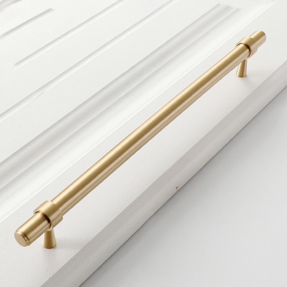 Modern Collared Brass T-Bar Kitchen Handles and Knobs