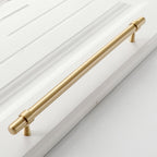 Modern Collared Brass T-Bar Kitchen Handles and Knobs