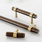 Modern Collared Brass T-Bar Kitchen Handles and Knobs