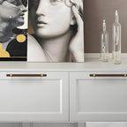 Modern Collared Brass T-Bar Kitchen Handles and Knobs