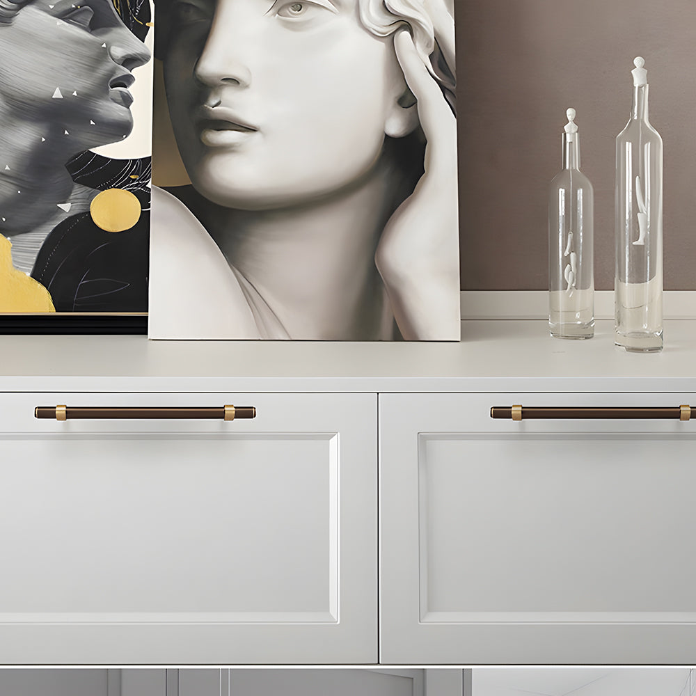 Modern Collared Brass T-Bar Kitchen Handles and Knobs