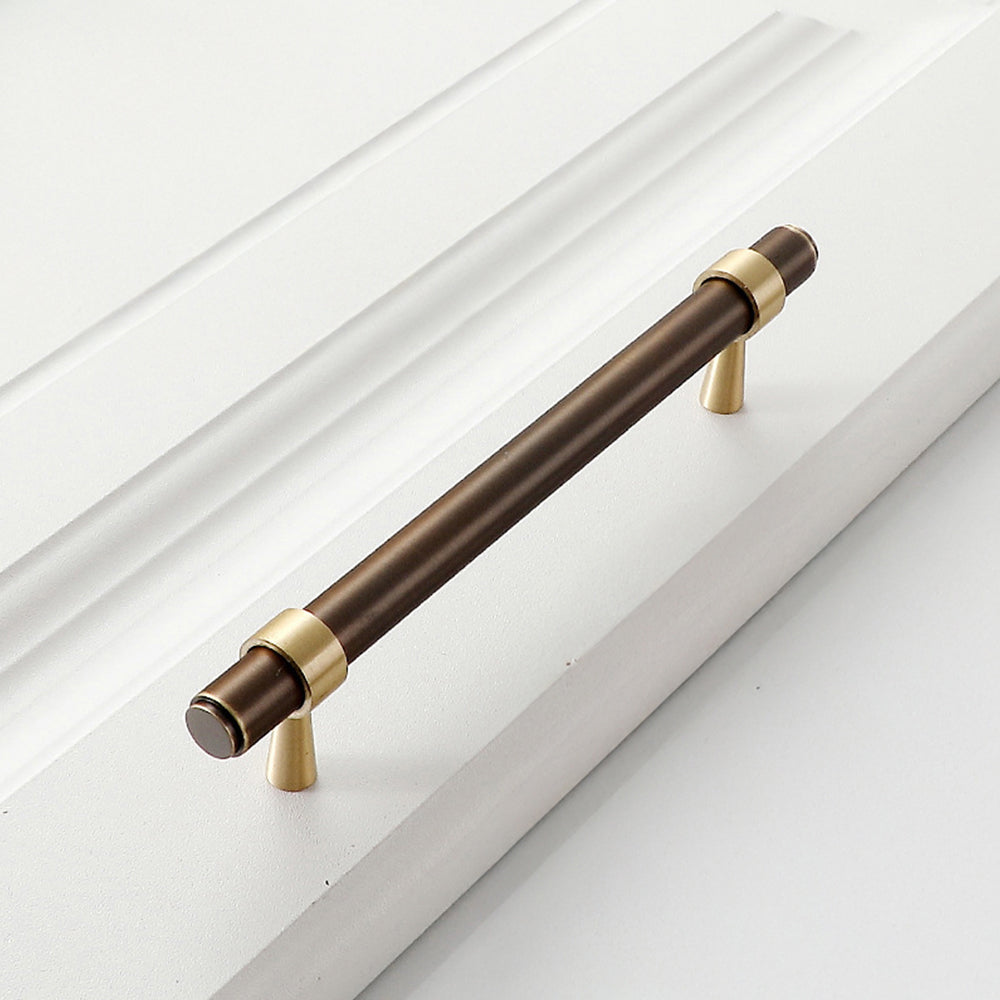 Modern Collared Brass T-Bar Kitchen Handles and Knobs