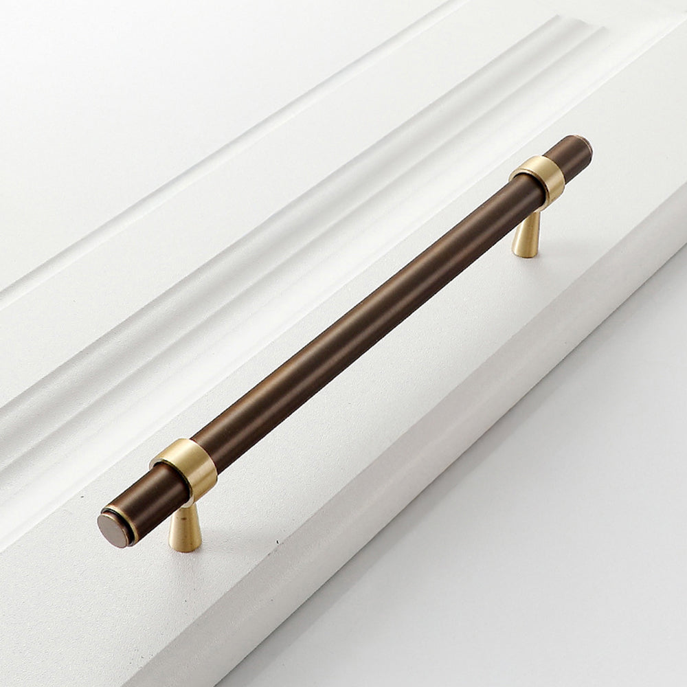 Modern Collared Brass T-Bar Kitchen Handles and Knobs