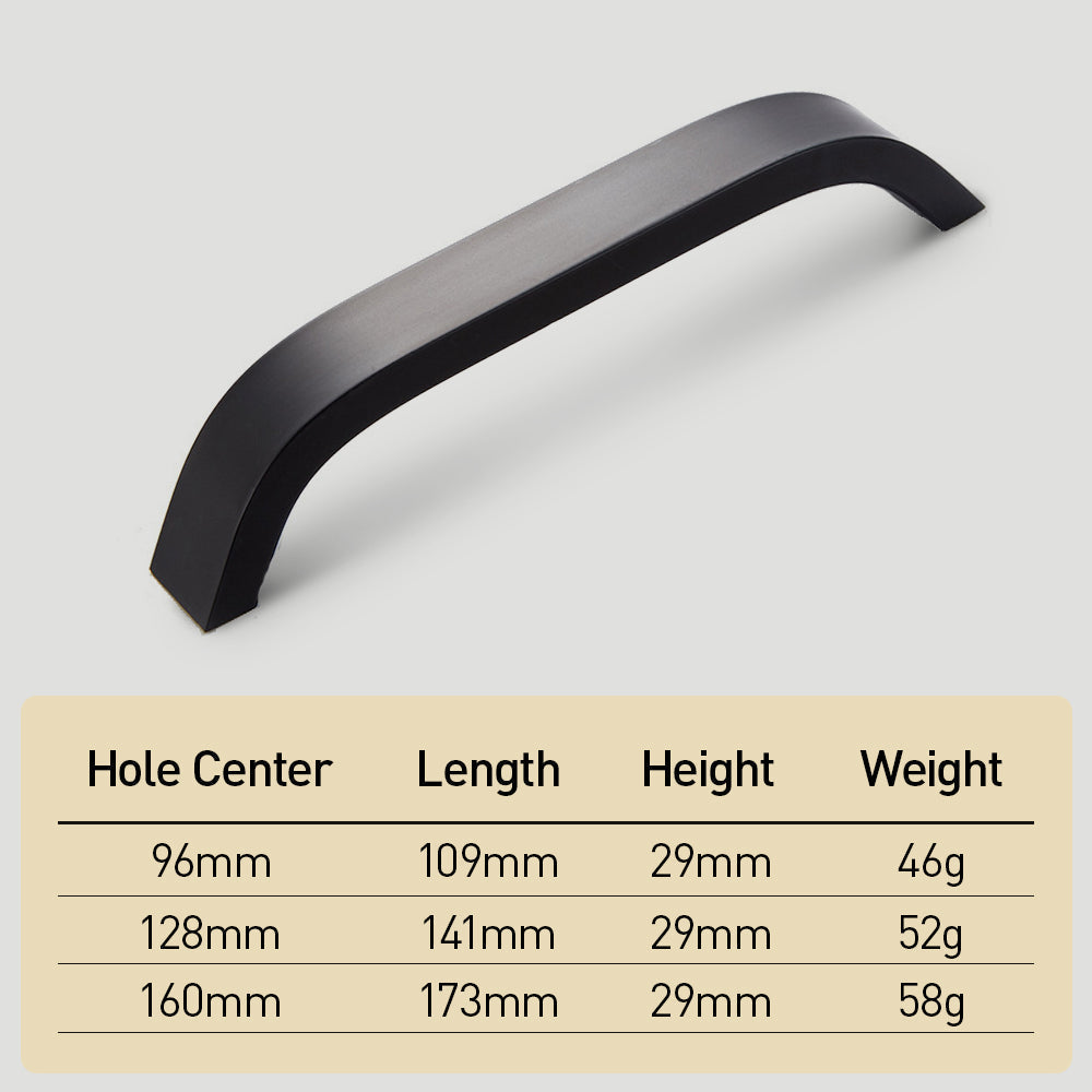 Modern Curved Aluminium Cupboard Handles