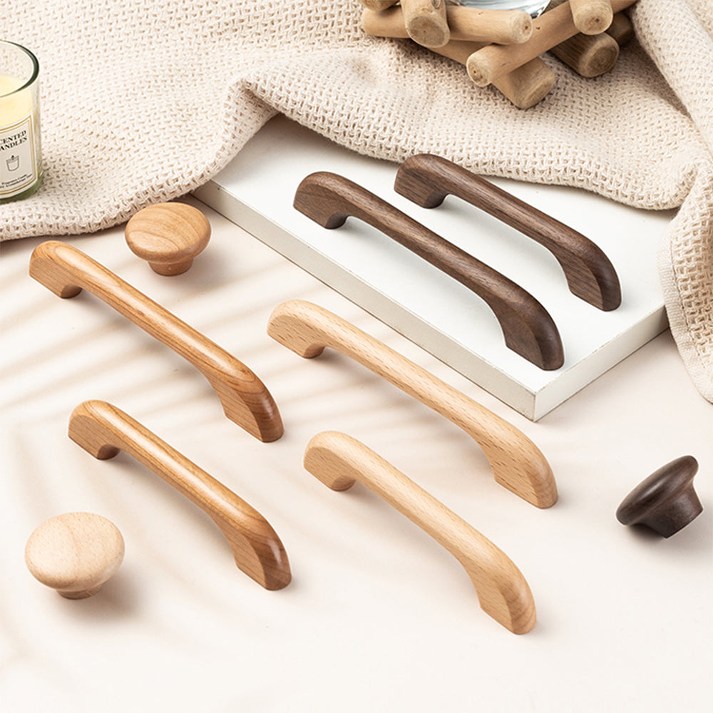 Modern Curved Arch Solid Wood Cupboard Handles & Knobs