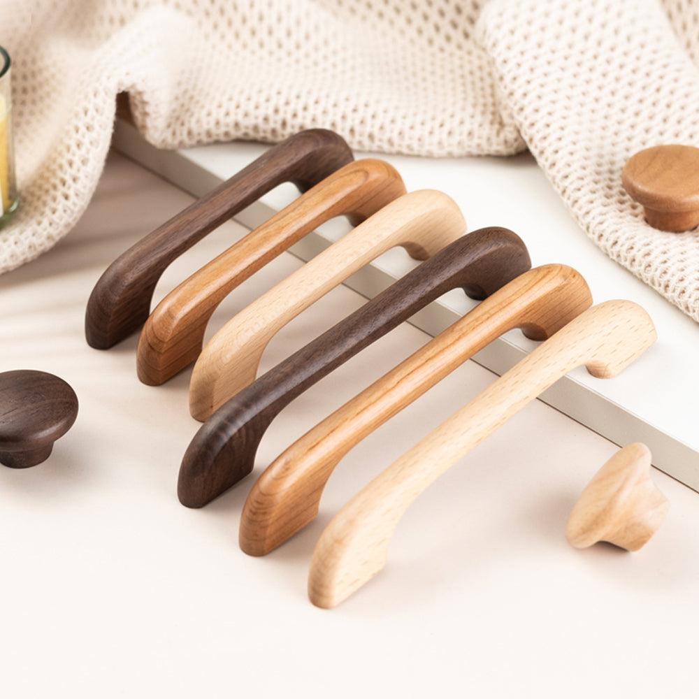 Modern Curved Arch Solid Wood Cupboard Handles & Knobs