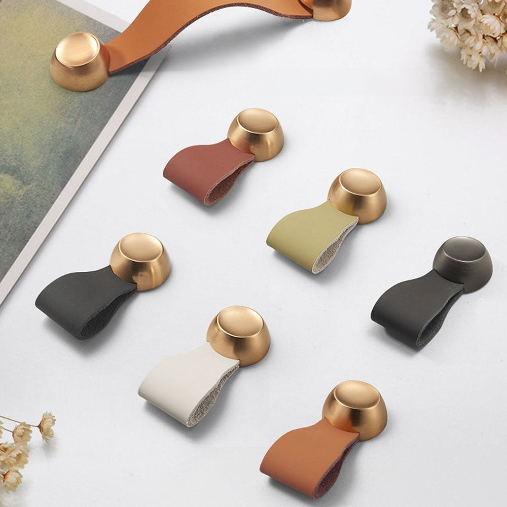 Modern Curved Leather Strap Drawer Handles and Knobs