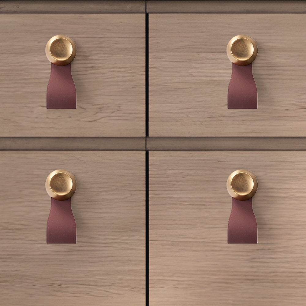 Modern Curved Leather Strap Drawer Handles and Knobs