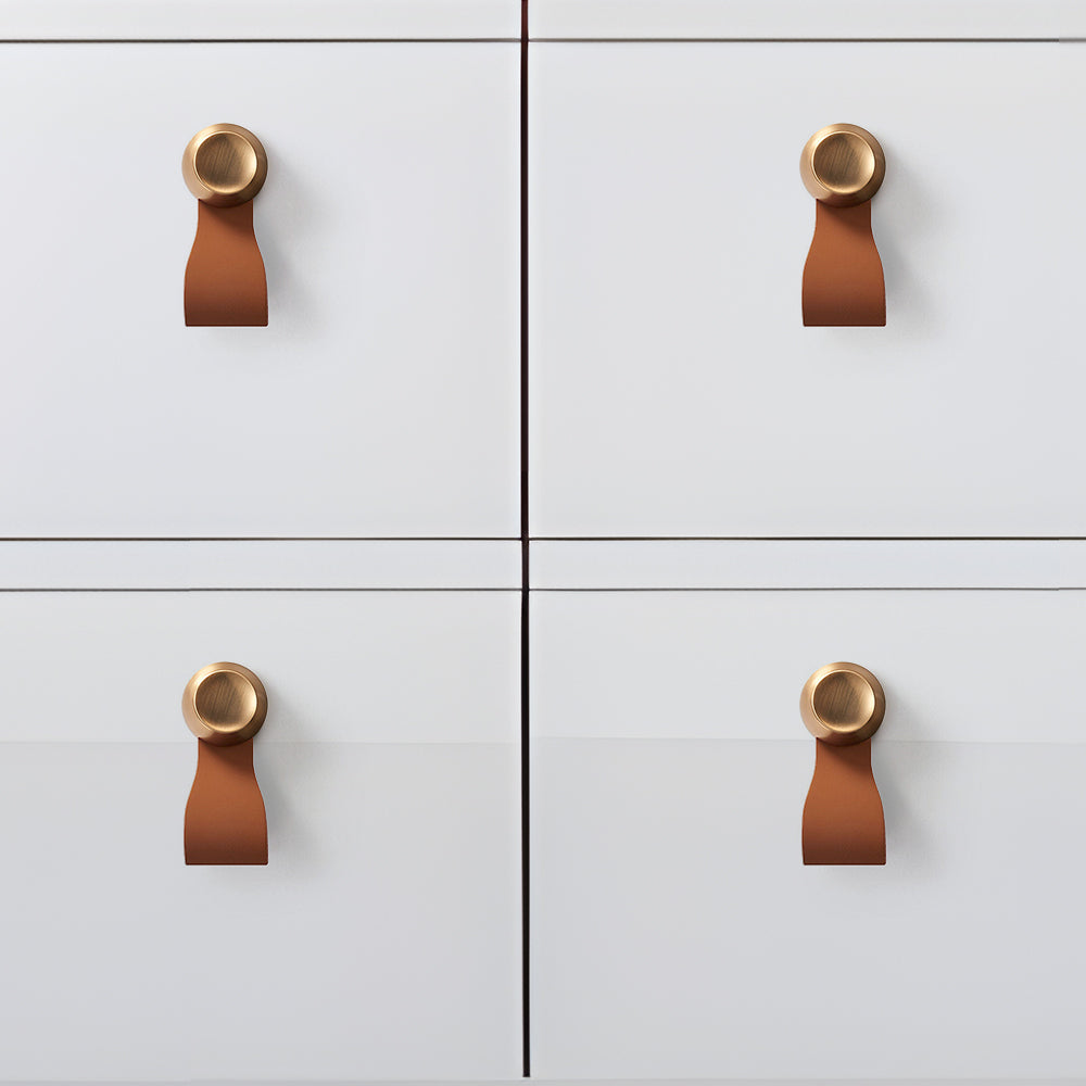 Modern Curved Leather Strap Drawer Handles and Knobs
