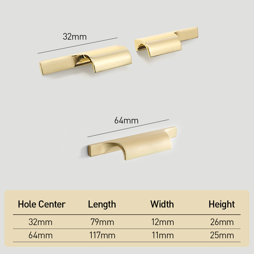 Modern Curved Lip Pull Wardrobe Handles