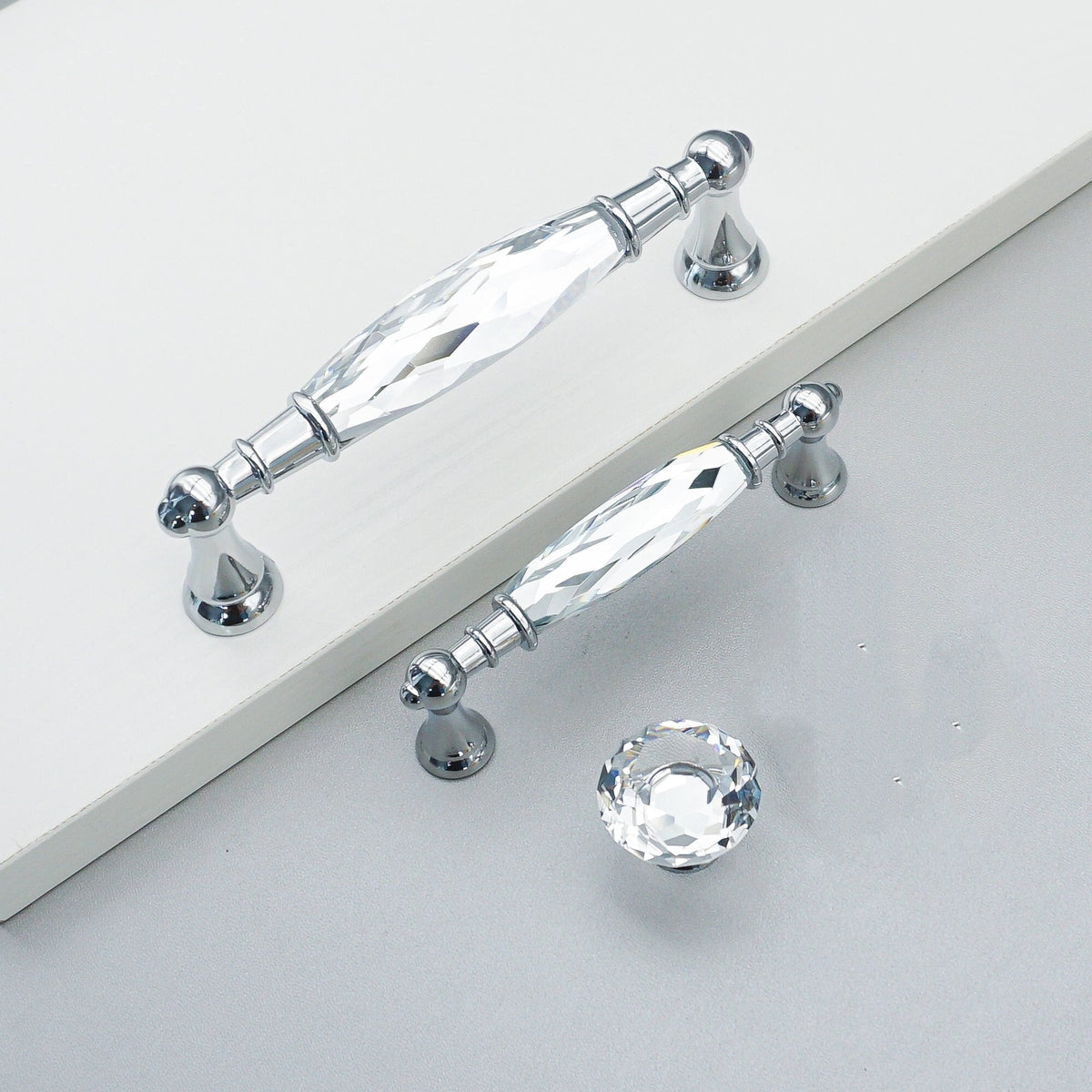 Modern Faceted Crystal Bar Drawer Handles & Knobs