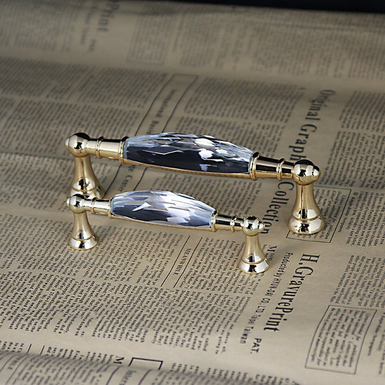 Modern Faceted Crystal Bar Drawer Handles & Knobs