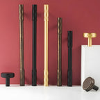 Modern Faceted Solid Brass T-Bar Cupboard Handles & Knobs