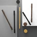 Modern Faceted Solid Brass T-Bar Cupboard Handles & Knobs
