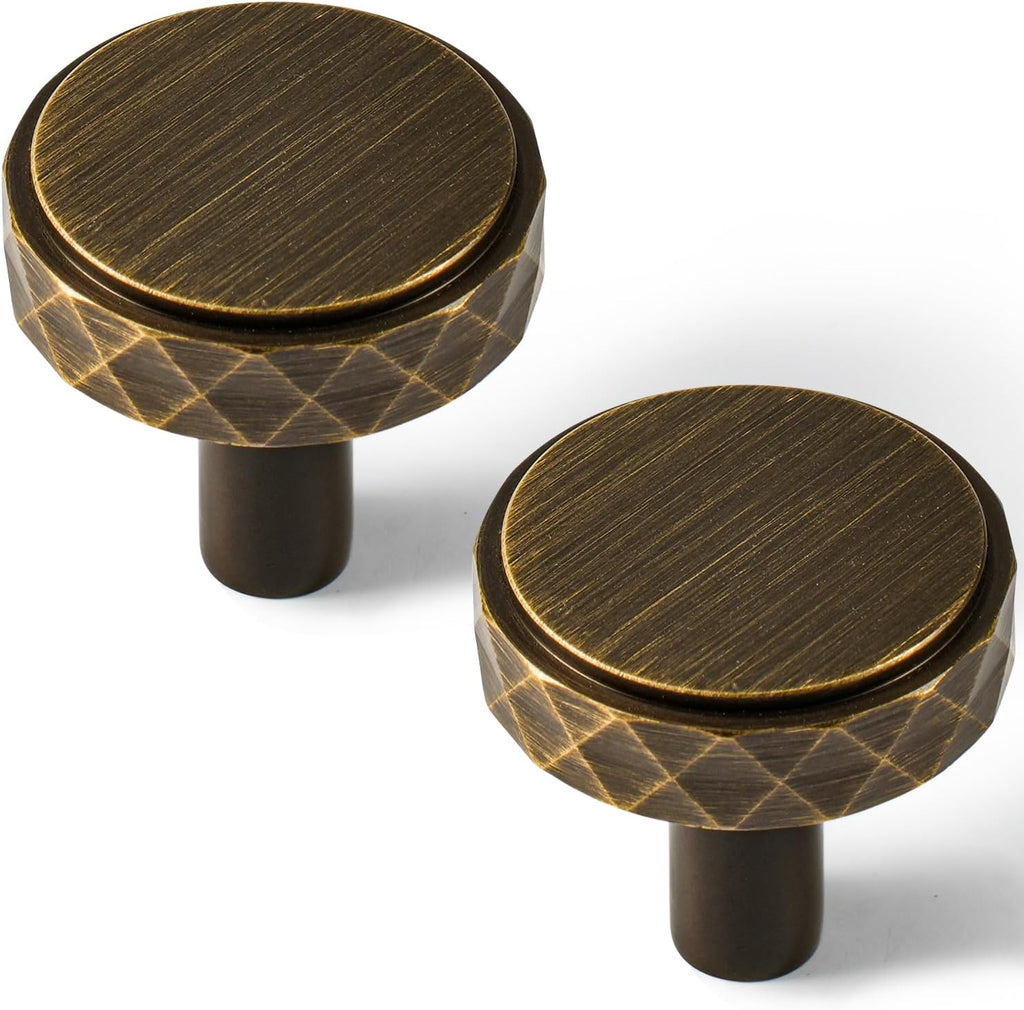 Modern Faceted Solid Brass T-Bar Cupboard Handles & Knobs